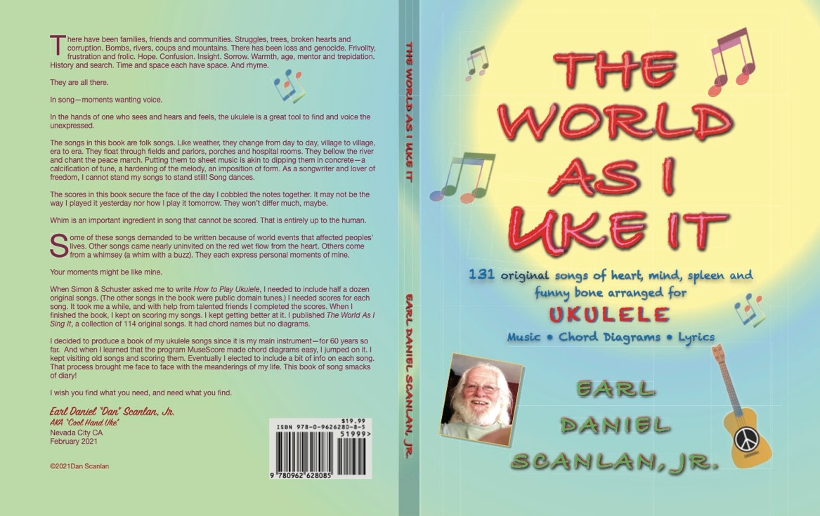 Front and back cover of the ukulele songbook the World As I Uke It.